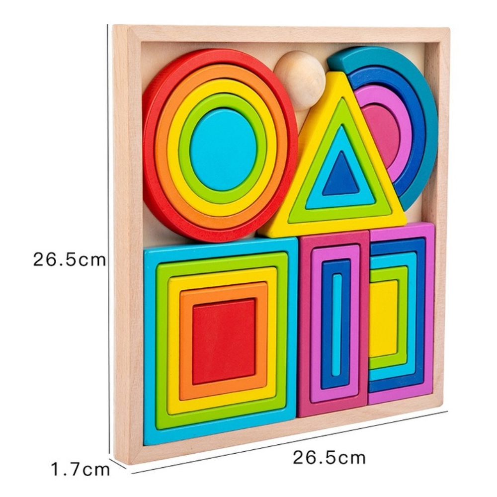 24 Pieces Wooden Rainbow Building Block.