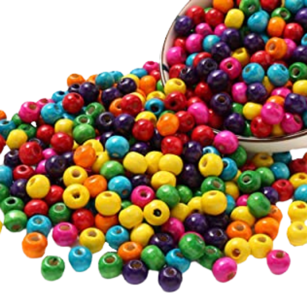 Colourful Round Wooden beads 10mm/5mm.