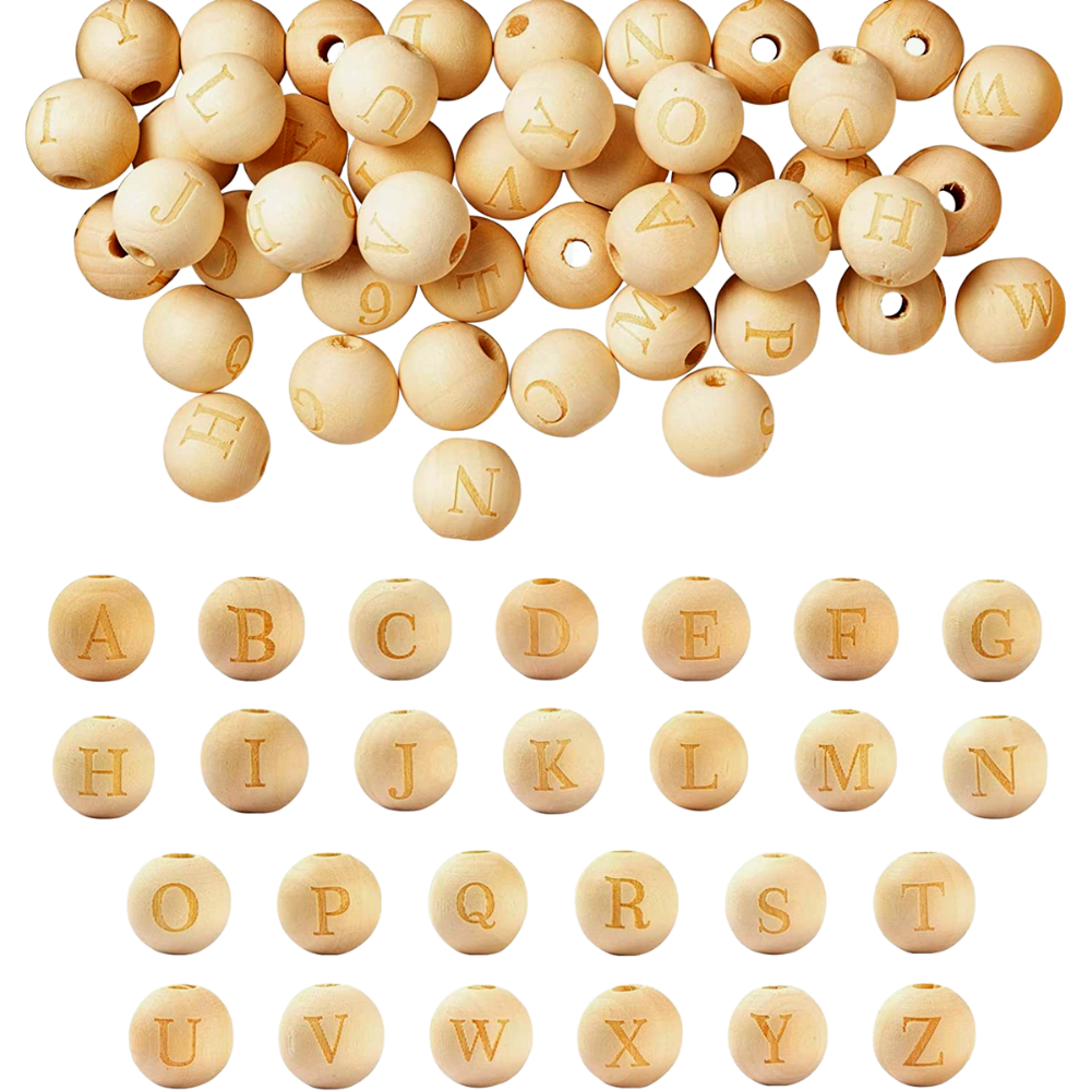 148 Pieces Alphabet Round Wooden Beads.