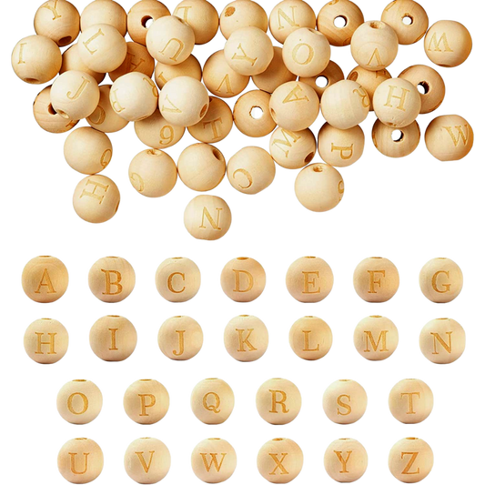 148 Pieces Alphabet Round Wooden Beads.