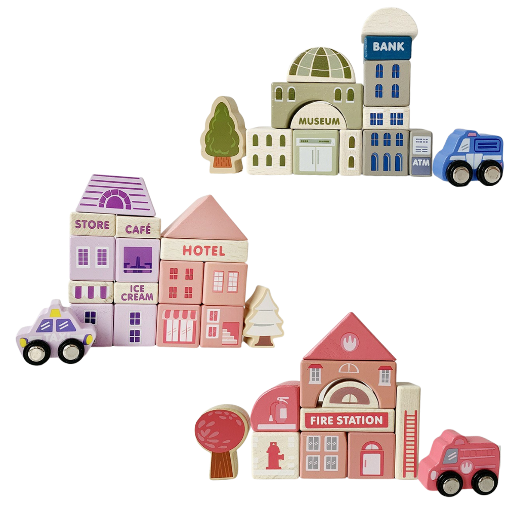 115 pcs Wooden Building Blocks Set.