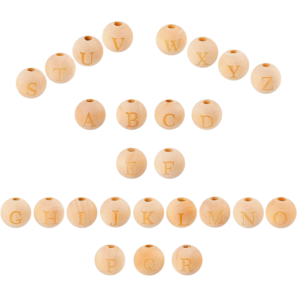 148 Pieces Alphabet Round Wooden Beads.