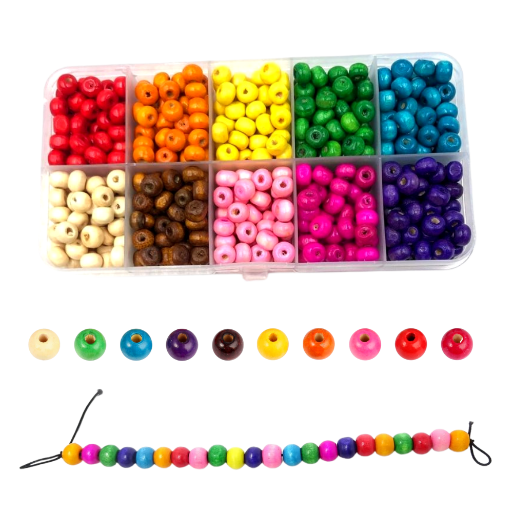 Colourful Round Wooden beads 10mm/5mm.