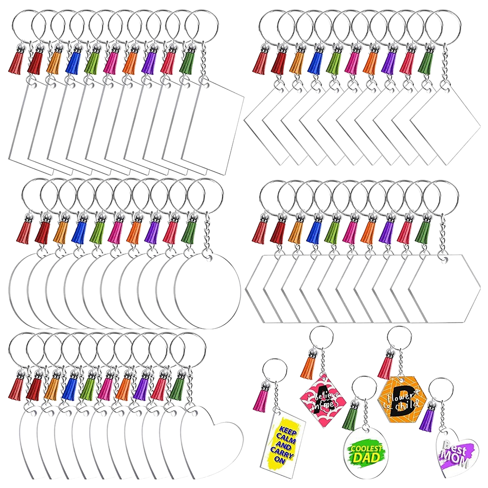 Assorted Blank Acrylic Keychains DIY.