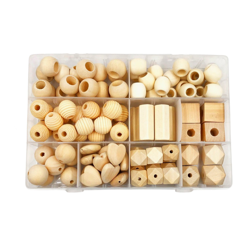 Assorted 108 Pieces Wooden Beads.