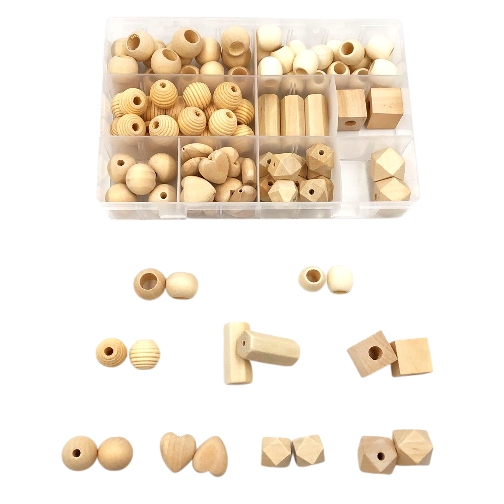 Assorted 108 Pieces Wooden Beads.